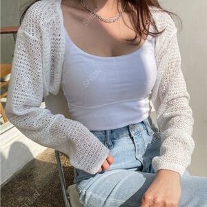 DAZY Drop Shoulder Open Front Top Without Cami Top